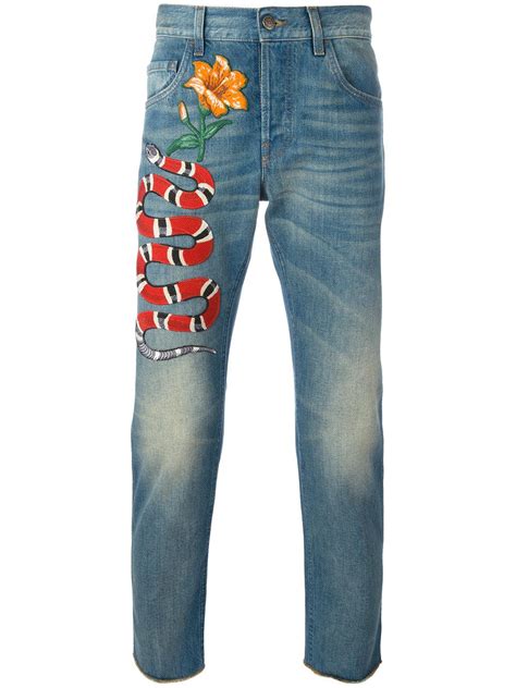 gucci mens skinny jeans|Gucci snake jeans men.